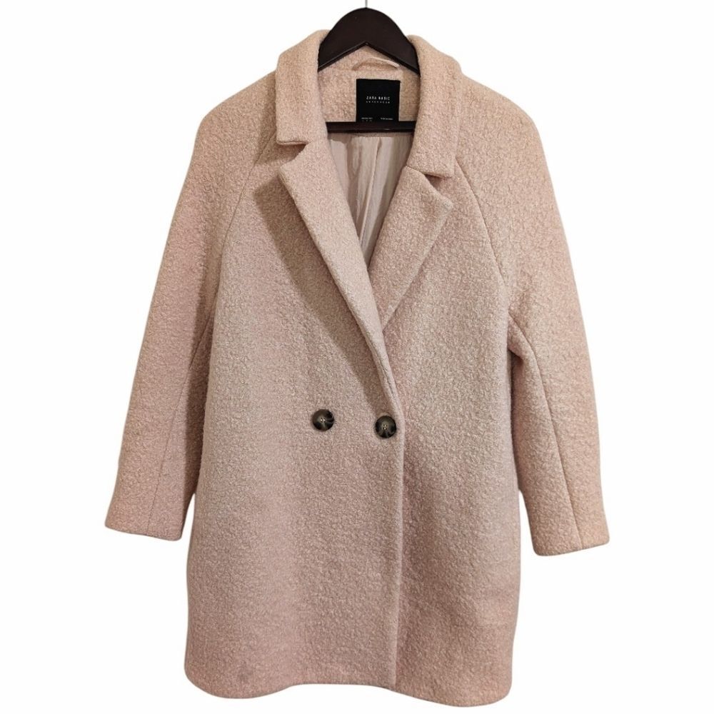 Zara Basic Wool Blend Bouclé Overcoat in Blush Pink